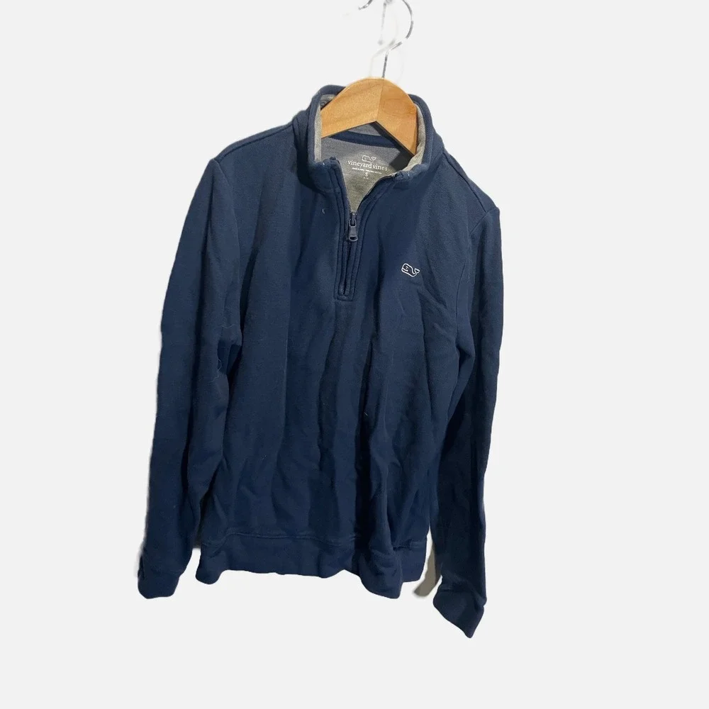 Vineyard Vines Kids Navy Blue Pima Cotton Quarter Zip Pullover Sweater Size‎ S